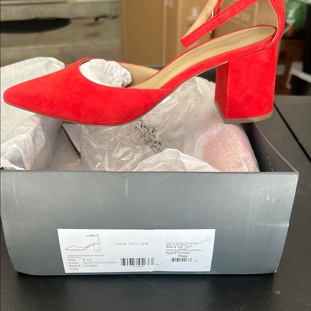 Ann Taylor Women's Red Block Heel Shoes